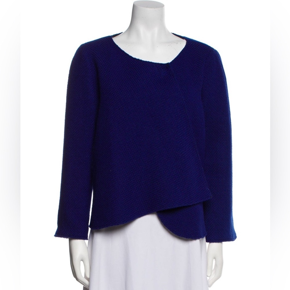 Armani Collezioni Deep Blue Textured Asymmetric Jacket